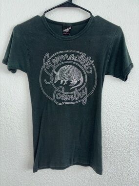 Diamond Dust Women's Short Sleeve Armadillo Country Graphic Tee - Black